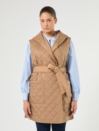 Reversible scuba jersey and nylon gilet - CAMEL - Marina Rinaldi - 3