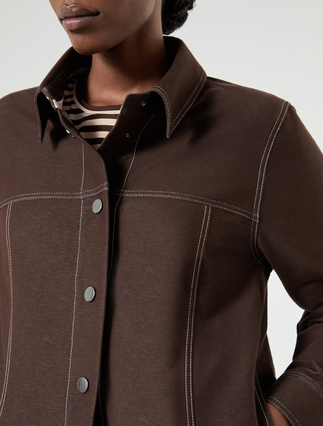 Jacket in jersey-effect denim - DARK BROWN - Marina Rinaldi - 5