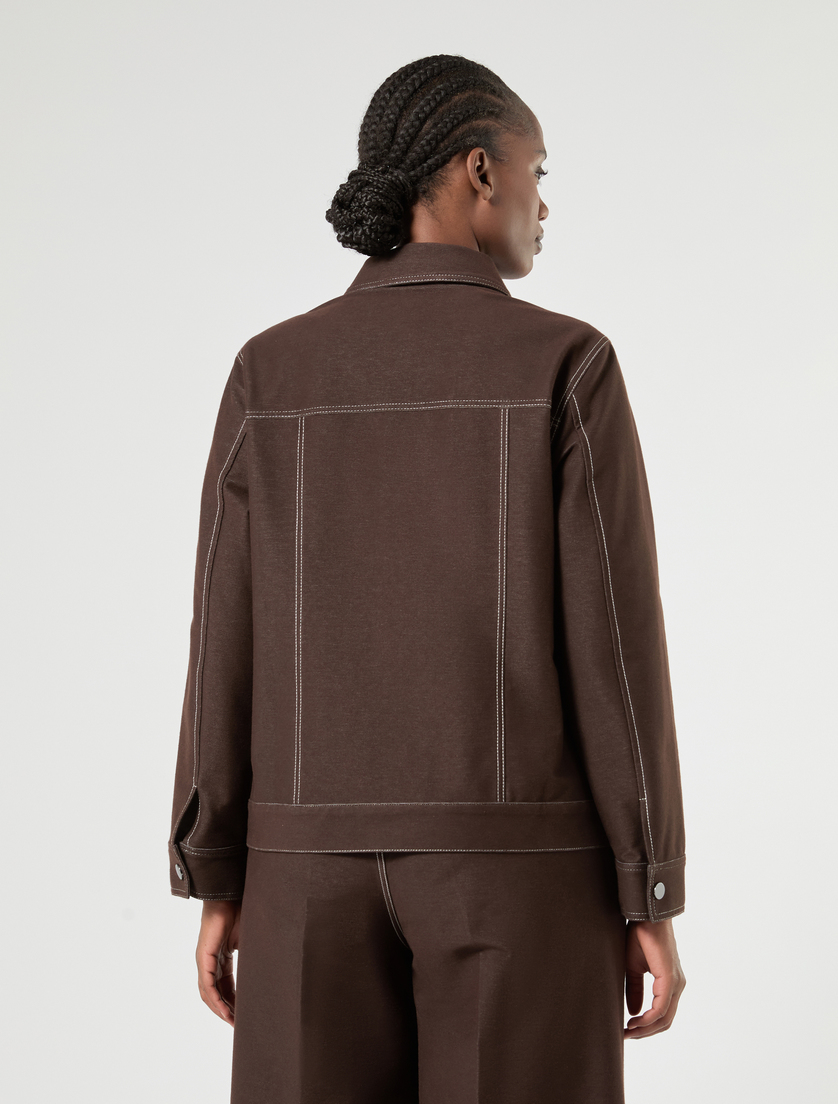 Jacket in jersey-effect denim - DARK BROWN - Marina Rinaldi - 4
