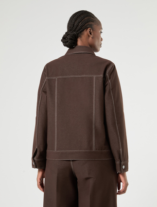 Jacket in jersey-effect denim - DARK BROWN - Marina Rinaldi - 4