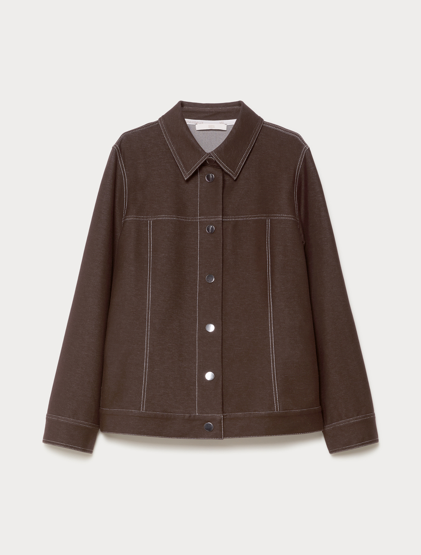 Jacket in jersey-effect denim - DARK BROWN - Marina Rinaldi