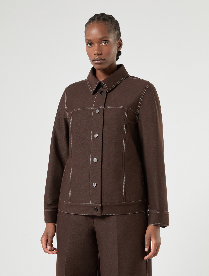 Jacket in jersey-effect denim - DARK BROWN - Marina Rinaldi - 3