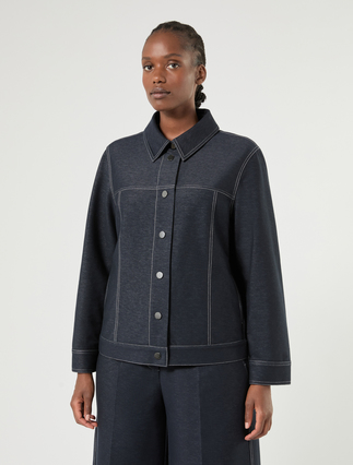 Jacket in jersey-effect denim - MIDNIGHTBLUE