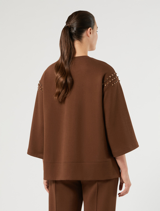 Sweat-shirt en jersey avec broderie - BISCUIT - Marina Rinaldi - 4