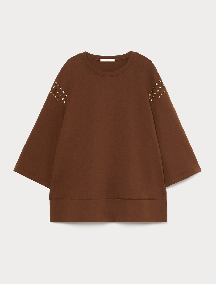 Sweat-shirt en jersey avec broderie - BISCUIT - Marina Rinaldi