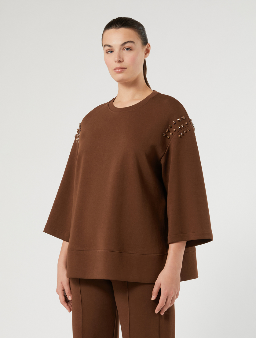 Sweat-shirt en jersey avec broderie - BISCUIT - Marina Rinaldi - 3