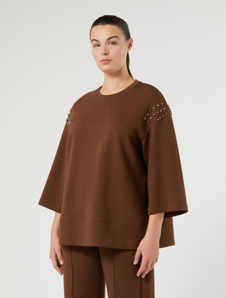 Sweat-shirt en jersey avec broderie - BISCUIT - Marina Rinaldi - 3