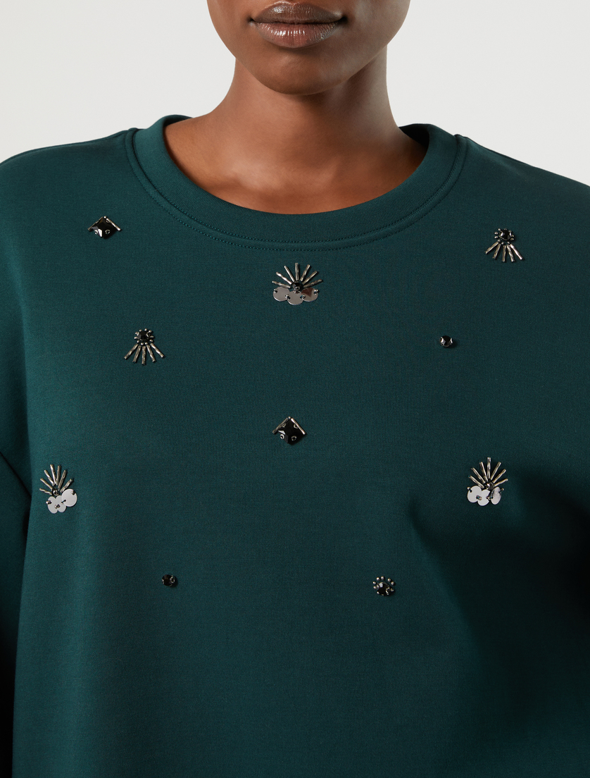 Sweat-shirt en jersey avec broderie - VERT FONCE' - Marina Rinaldi - 5
