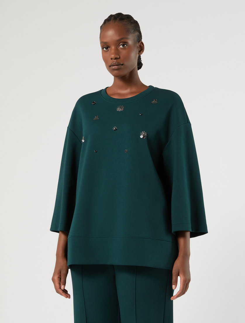Sweat-shirt en jersey avec broderie - VERT FONCE' - Marina Rinaldi - 3