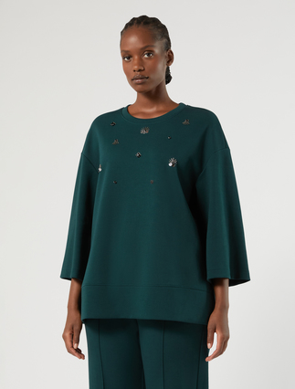 Sweat-shirt en jersey avec broderie - VERT FONCE' - Marina Rinaldi - 3