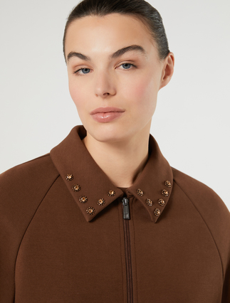 Veste en jersey avec broderie - BISCUIT - Marina Rinaldi - 5