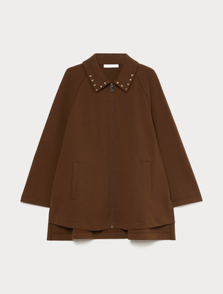 Veste en jersey avec broderie - BISCUIT - Marina Rinaldi - 1