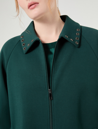 Veste en jersey avec broderie - VERT FONCE' - Marina Rinaldi - 5