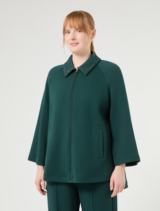 Veste en jersey avec broderie - VERT FONCE'