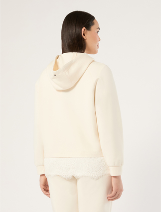 Lace-detail jersey jacket - WHITE - Marina Rinaldi - 4