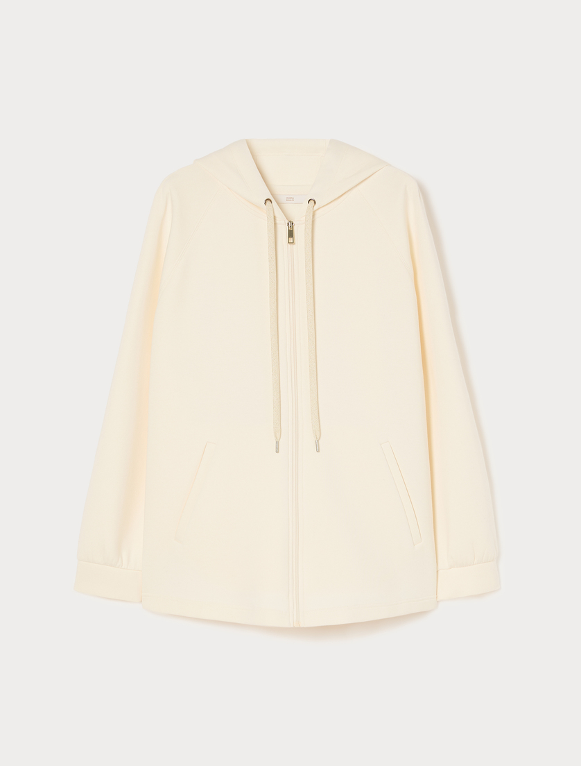 Lace-detail jersey jacket - WHITE - Marina Rinaldi