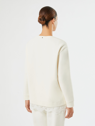 Lace-trimmed scuba sweatshirt - WHITE - Marina Rinaldi - 4