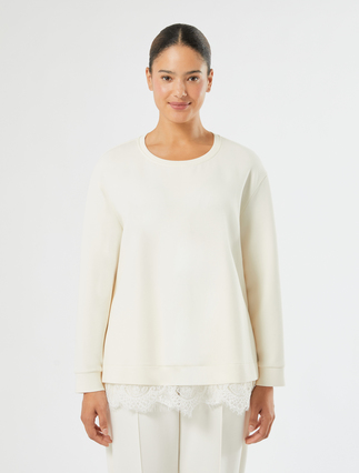Lace-trimmed scuba sweatshirt - WHITE - Marina Rinaldi - 3