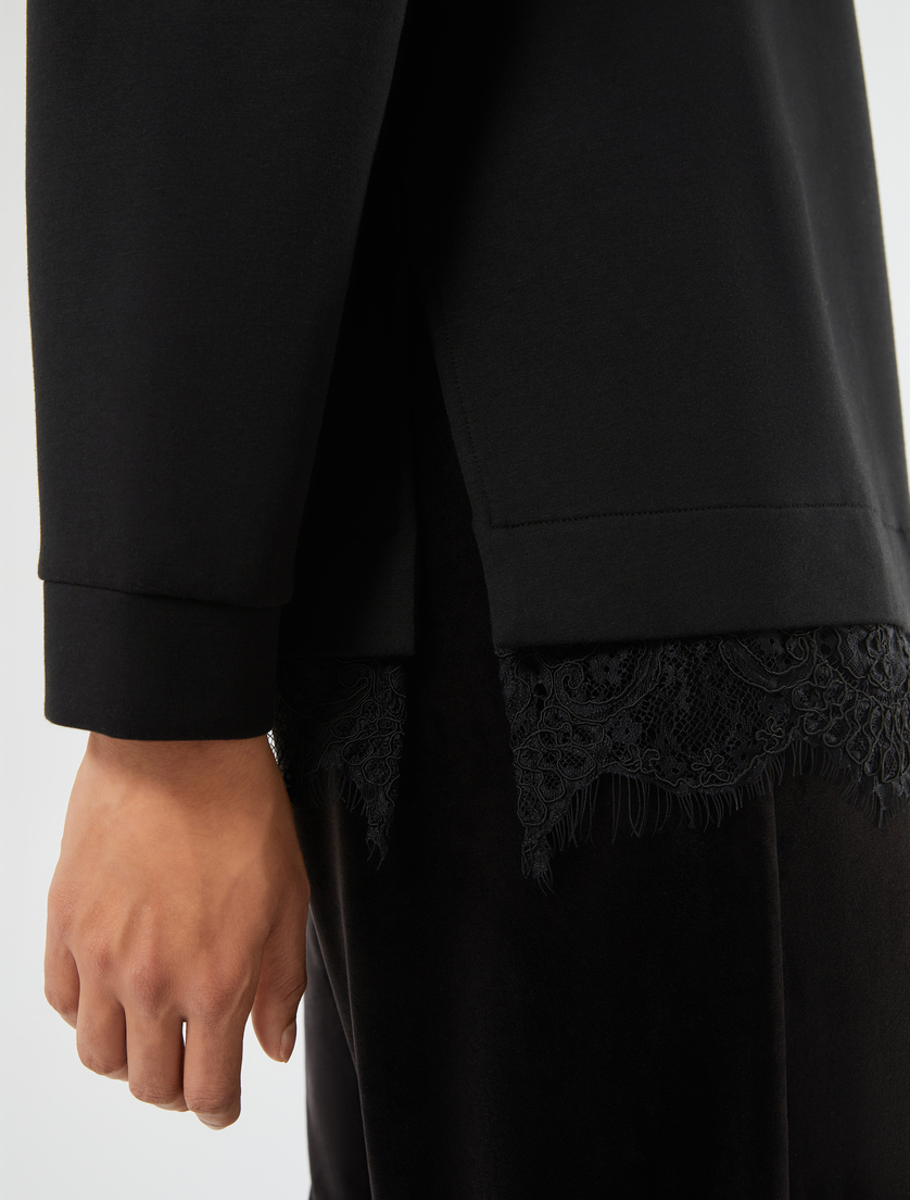 Lace-trimmed scuba sweatshirt - BLACK - Marina Rinaldi - 5