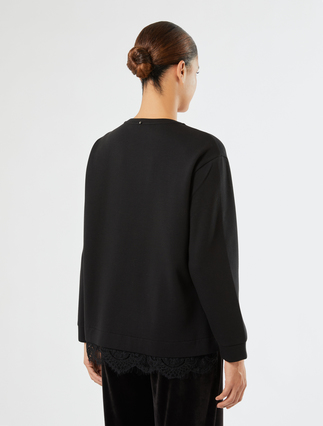 Lace-trimmed scuba sweatshirt - BLACK - Marina Rinaldi - 4