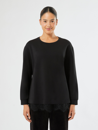 Lace-trimmed scuba sweatshirt - BLACK - Marina Rinaldi - 3