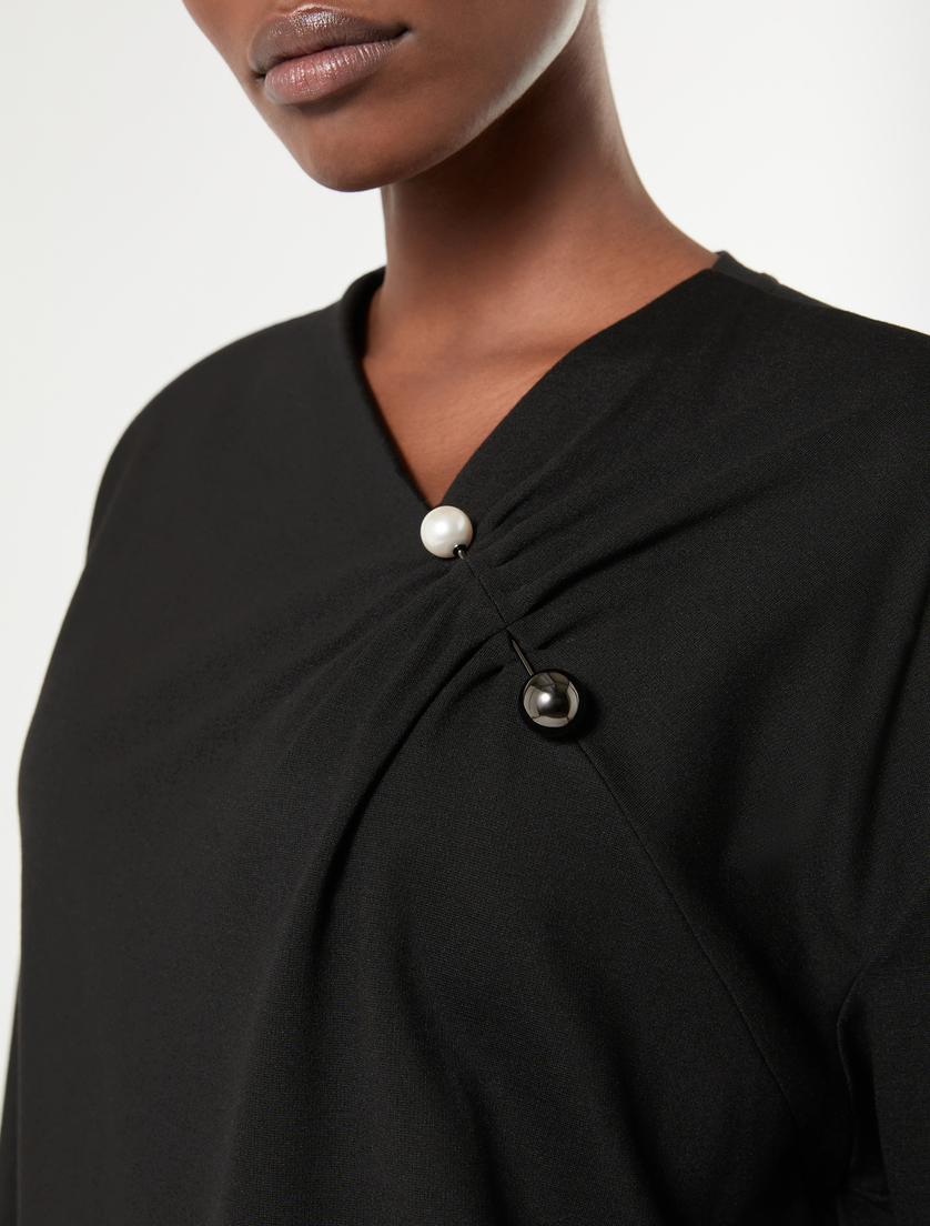 Pleated jersey sweatshirt - BLACK - Marina Rinaldi - 5