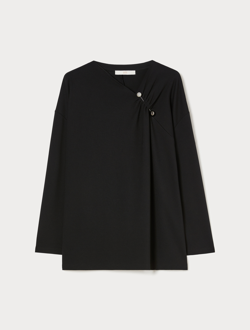 Pleated jersey sweatshirt - BLACK - Marina Rinaldi