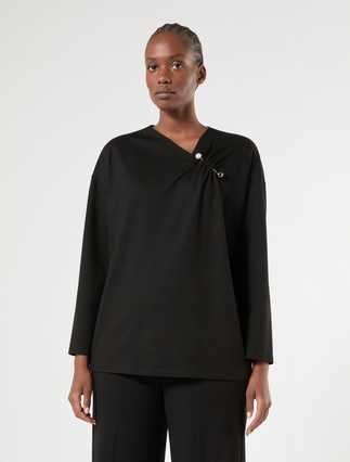 Pleated jersey sweatshirt - BLACK - Marina Rinaldi - 3