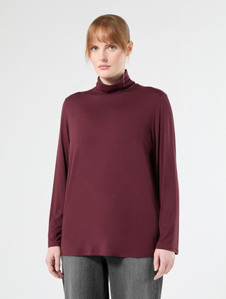 Viscose jersey T-shirt - WINE-COLOURED - Marina Rinaldi - 3