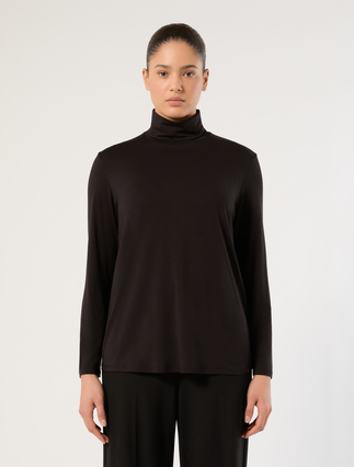 Viscose jersey T-shirt - CZARNY