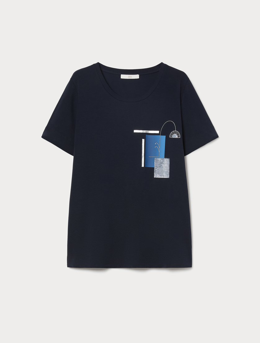 Printed jersey T-shirt - MIDNIGHTBLUE - Marina Rinaldi