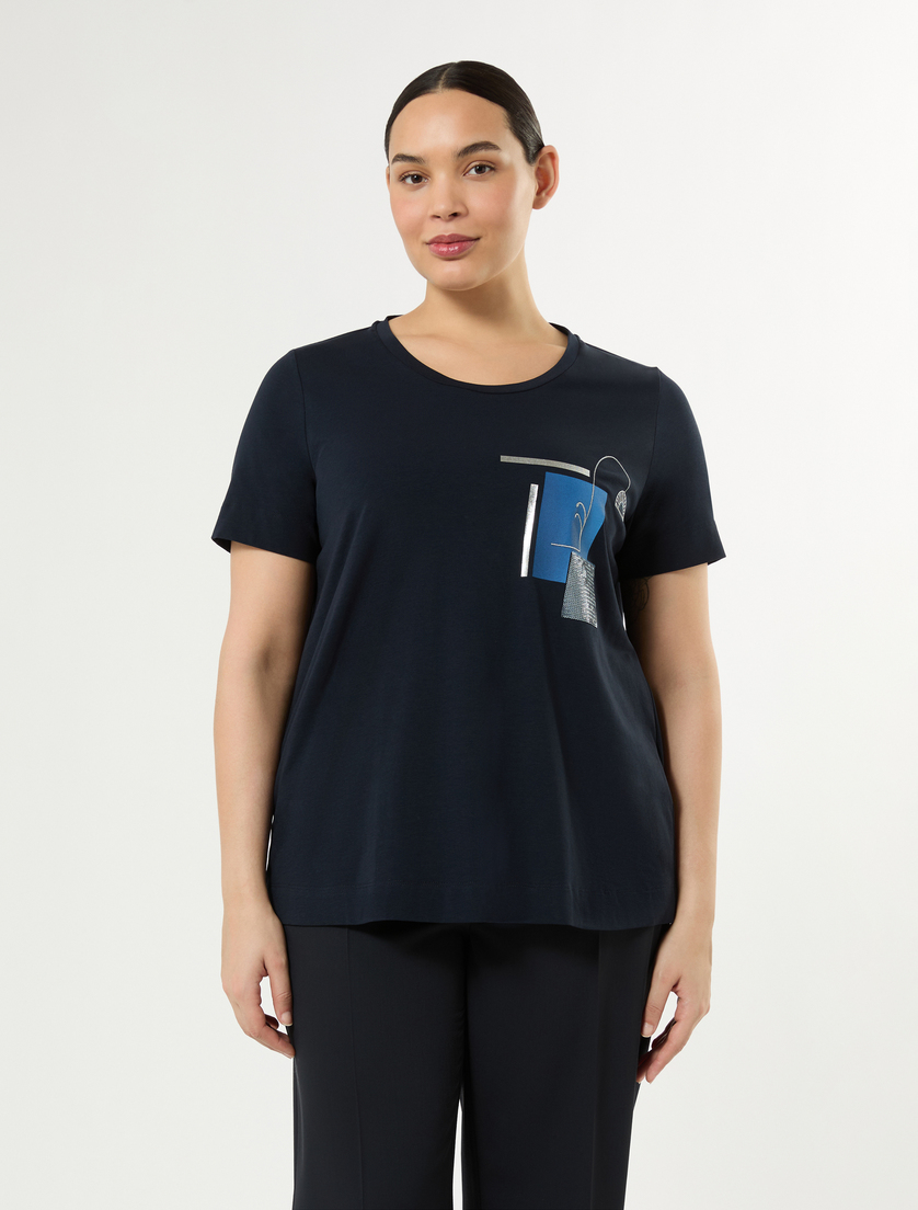 Printed jersey T-shirt - MIDNIGHTBLUE - Marina Rinaldi - 3