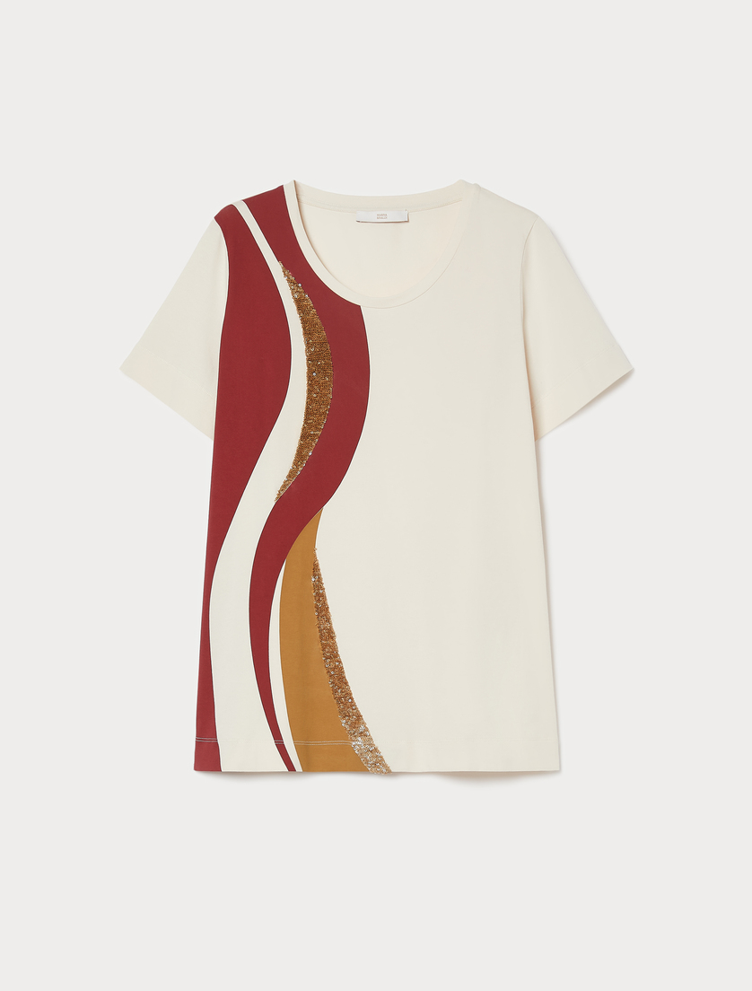 Printed jersey T-shirt - SAND - Marina Rinaldi
