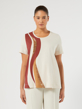 Printed jersey T-shirt - SAND