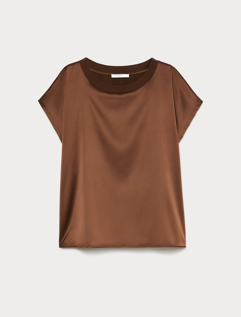 T-shirt en jersey et satin - BISCUIT - Marina Rinaldi