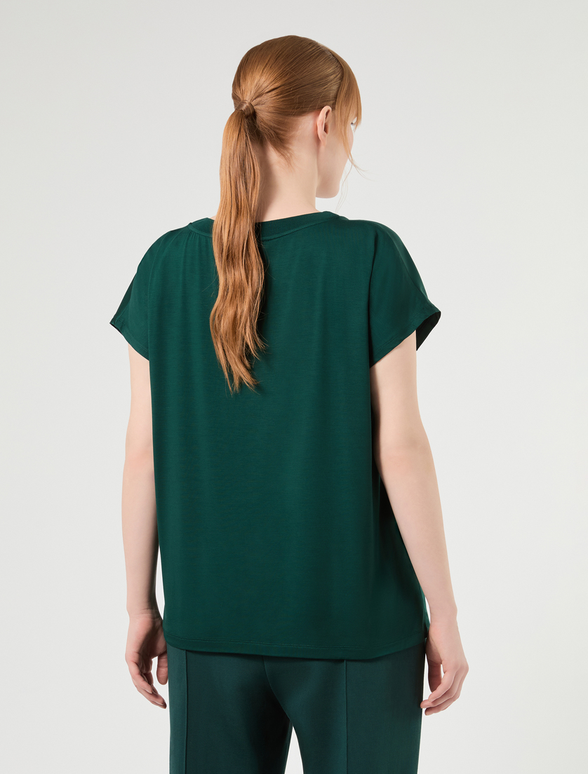 T-shirt en jersey et satin - VERT FONCE' - Marina Rinaldi - 4