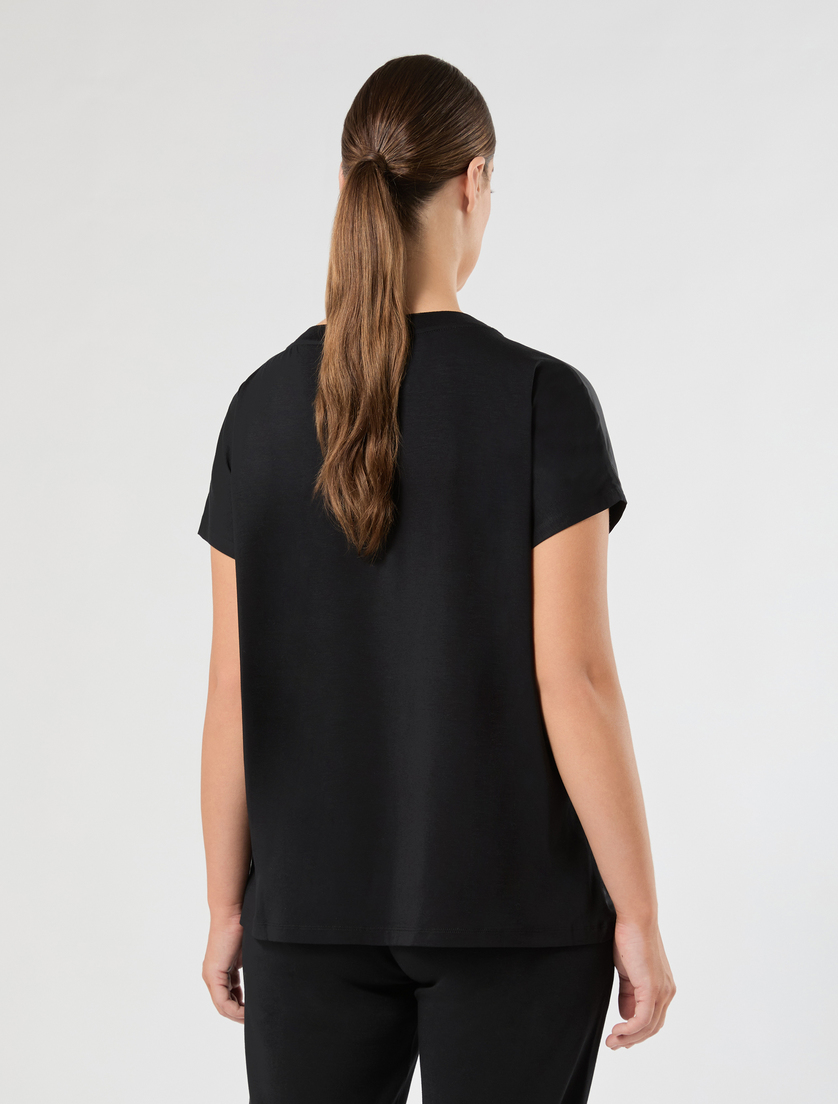 Jersey and satin T-shirt - BLACK - Marina Rinaldi - 4
