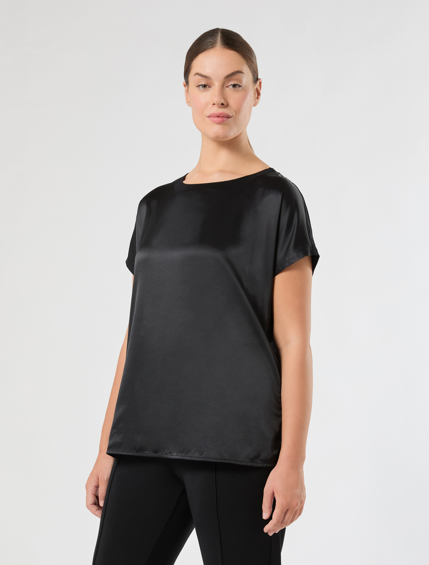 Jersey and satin T-shirt - BLACK - Marina Rinaldi - 3