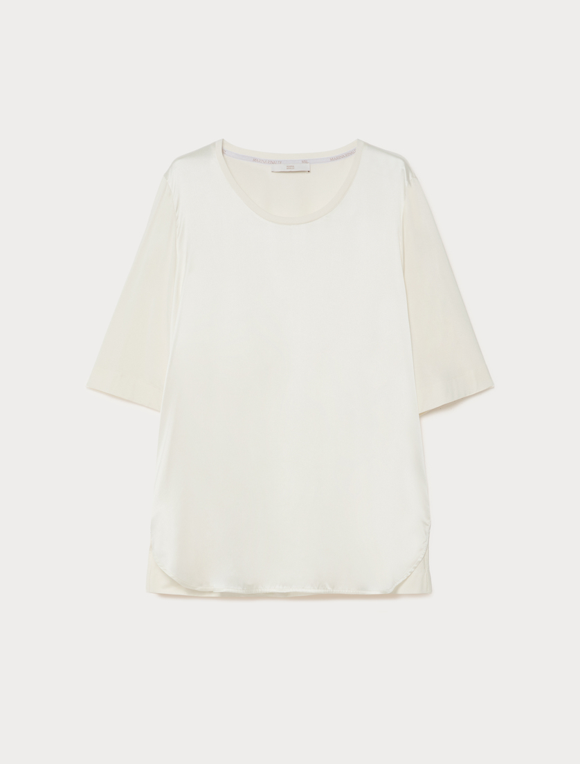 Jersey and satin T-shirt - IVORY - Marina Rinaldi