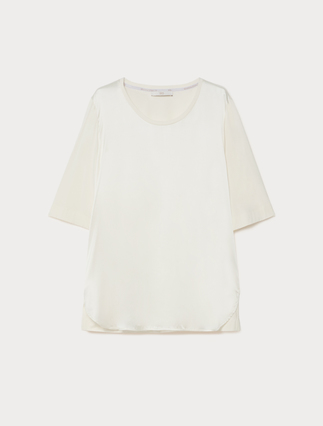 Jersey and satin T-shirt - IVORY - Marina Rinaldi - 1