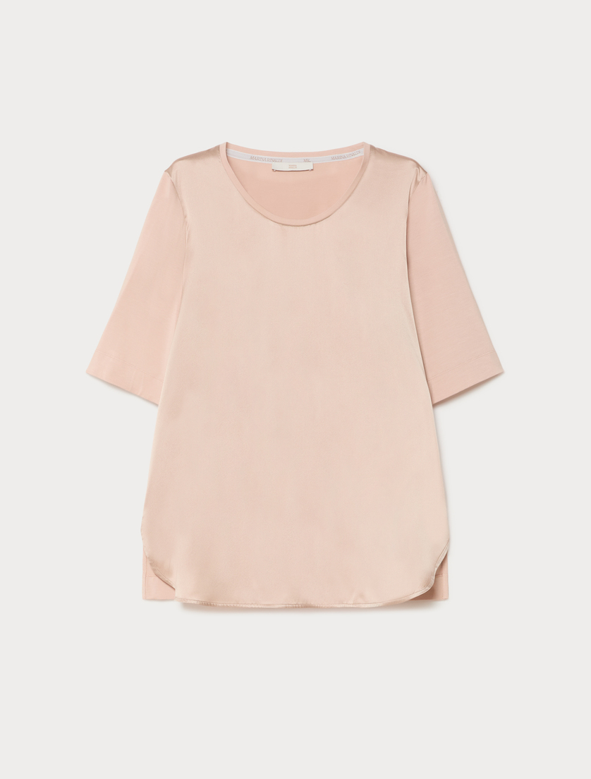 Jersey and satin T-shirt - ANTIQUE ROSE - Marina Rinaldi