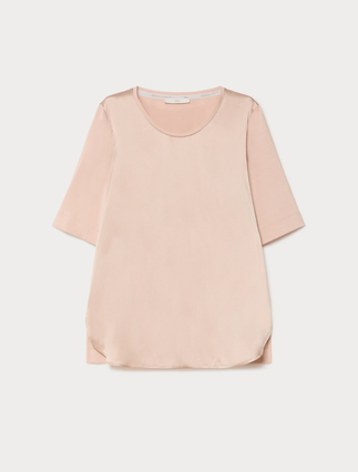 Jersey and satin T-shirt - ANTIQUE ROSE - Marina Rinaldi - 1