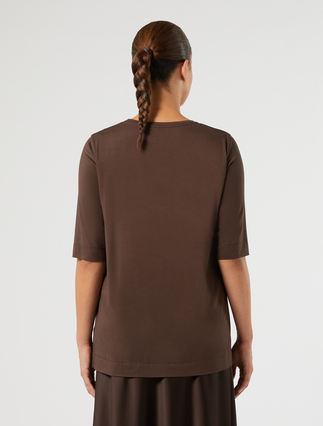 Jersey and satin T-shirt - DARK BROWN - Marina Rinaldi - 4