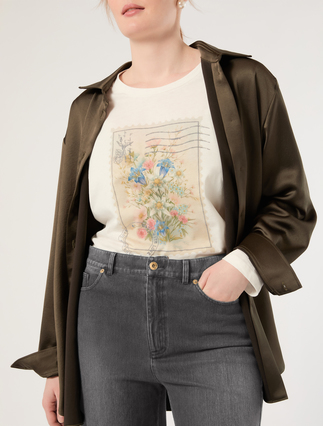 Jersey appliqué T-shirt - IVORY - Marina Rinaldi - 5