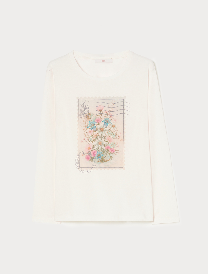 Jersey appliqué T-shirt - IVORY - Marina Rinaldi