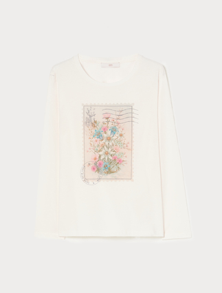 Jersey appliqué T-shirt - Marina Rinaldi