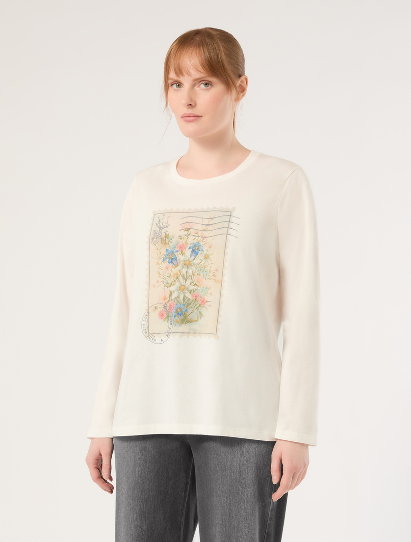 Jersey appliqué T-shirt - IVORY - Marina Rinaldi - 3