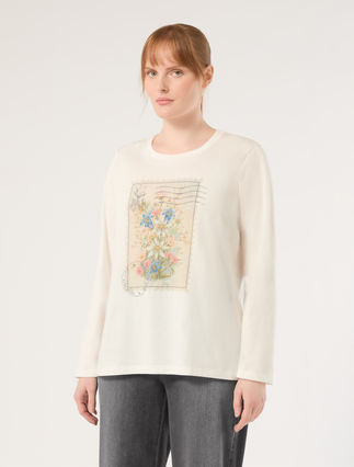 Jersey appliqué T-shirt - IVORY - Marina Rinaldi - 3