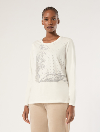Jersey appliqué T-shirt - IVORY