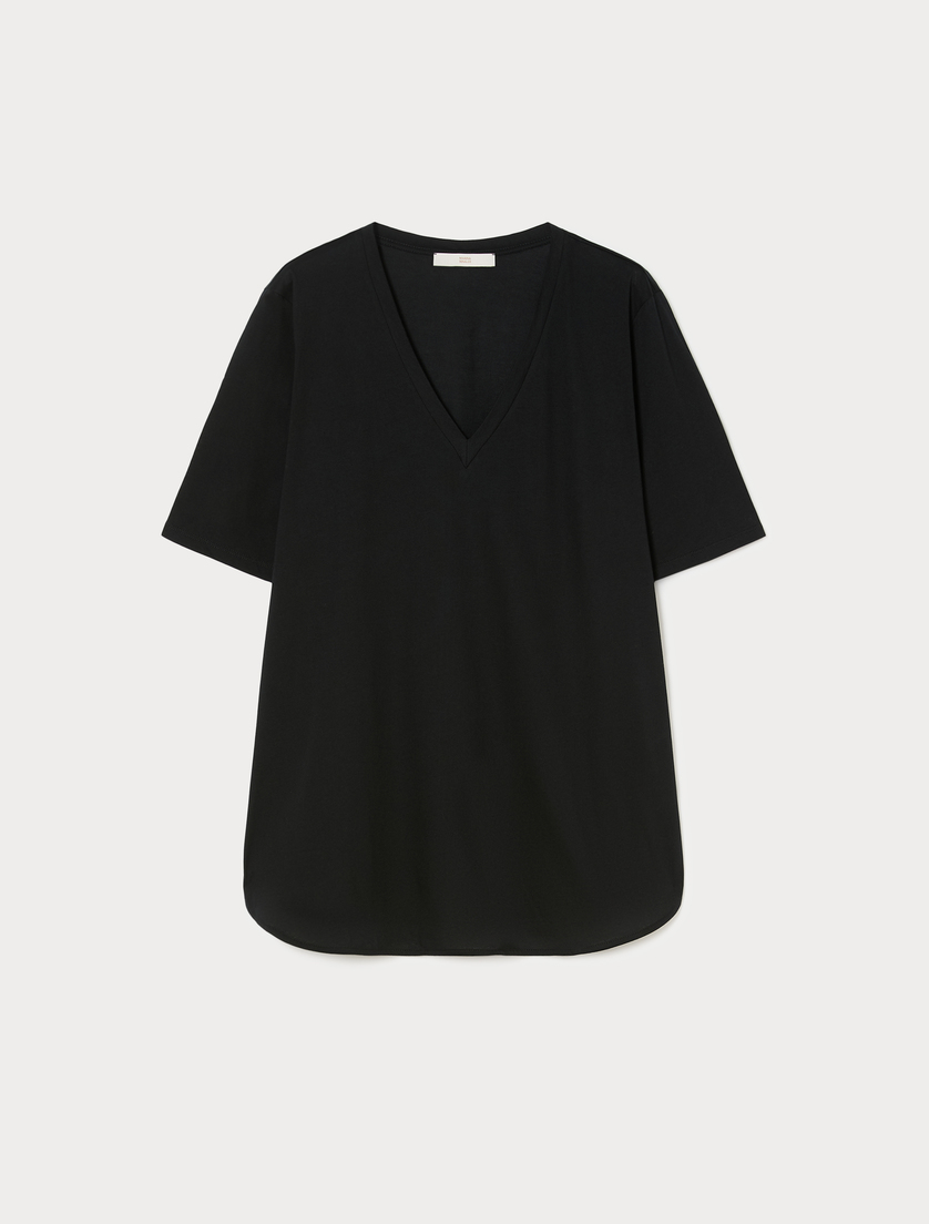 Interlock jersey T-shirt - BLACK - Marina Rinaldi
